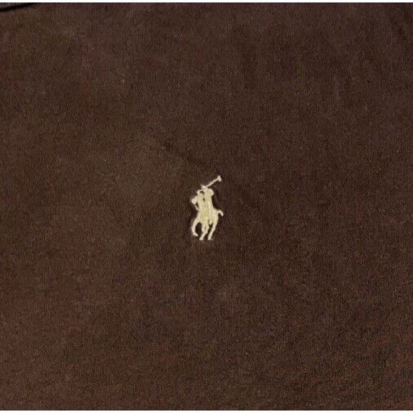 Vtg POLO RALPH LAUREN Shirt Mens L Large  Brown Single Stitch Short Sleeve Pony - Picture 6 of 10